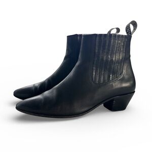 ANINE BING Black Leather Ankle Chelsea Boots Semi Pointed Toe Size 41 (US 11)